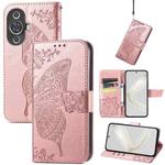 For Huawei Nova 11 Pro Butterfly Love Flower Embossed Leather Phone Case(Rose Gold)