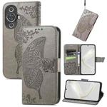 For Huawei Nova 11 Pro Butterfly Love Flower Embossed Leather Phone Case(Gray)
