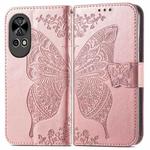 For Huawei Nova 12 Butterfly Love Flower Embossed Leather Phone Case(Rose Gold)