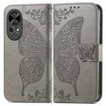 For Huawei Nova 12 Butterfly Love Flower Embossed Leather Phone Case(Gray)