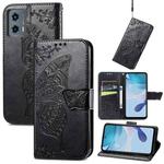 For Motorola Moto G 5G 2023 Butterfly Love Flower Embossed Leather Phone Case(Black)