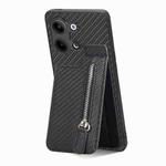 For OPPO Reno9 Carbon Fiber Vertical Flip Zipper Phone Case(Black)