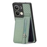 For OPPO Reno9 Pro+ Carbon Fiber Vertical Flip Zipper Phone Case(Green)