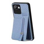 For Realme C30 Carbon Fiber Vertical Flip Zipper Phone Case(Blue)