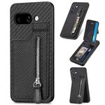 For Google Pixel 9a Carbon Fiber Vertical Flip Zipper Phone Case(Black)