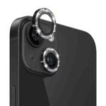 For iPhone 14 / 14 Plus NORTHJO Camera Lens Protector Tempered Glass Bling Glitter Metal Ring Film(Black)