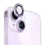 For iPhone 14 / 14 Plus NORTHJO Camera Lens Protector Tempered Glass Bling Glitter Metal Ring Film(Purple)