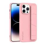 For iPhone 14 Pro Skin Elastic Wrist Grip Back Cover Phone Case(Pink)