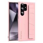 For Samsung Galaxy S25 Ultra 5G Skin Elastic Wrist Grip Back Cover Phone Case(Pink)