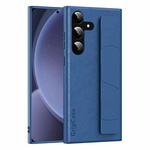 For Samsung Galaxy S25 5G Skin Elastic Wrist Grip Back Cover Phone Case(Navy Blue)