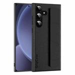 For Samsung Galaxy S25+ 5G Skin Elastic Wrist Grip Back Cover Phone Case(Black)