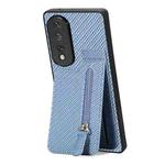 For Honor 80 Pro Carbon Fiber Vertical Flip Zipper Phone Case(Blue)