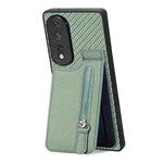 For Honor 80 Pro Carbon Fiber Vertical Flip Zipper Phone Case(Green)
