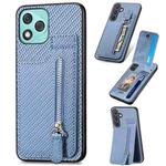 For Honor 400 Lite Global Carbon Fiber Vertical Flip Zipper Phone Case(Blue)