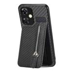 For Oneplus Nord CE 3 Lite Carbon Fiber Vertical Flip Zipper Phone Case(Black)