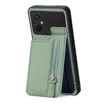 For Xiaomi POCO M5 4G Carbon Fiber Vertical Flip Zipper Phone Case(Green)