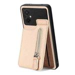 For Xiaomi POCO M5 4G Carbon Fiber Vertical Flip Zipper Phone Case(Khaki)