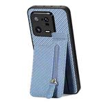 For Xiaomi 13 Pro Carbon Fiber Vertical Flip Zipper Phone Case(Blue)