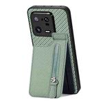 For Xiaomi 13 Pro Carbon Fiber Vertical Flip Zipper Phone Case(Green)