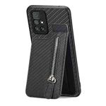 For Redmi 10 Carbon Fiber Vertical Flip Zipper Phone Case(Black)