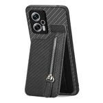 For Redmi Note 11T Pro 5G Carbon Fiber Vertical Flip Zipper Phone Case(Black)