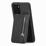 For Redmi Note 10 4G Carbon Fiber Vertical Flip Zipper Phone Case(Black)