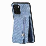 For Redmi Note 10 4G Carbon Fiber Vertical Flip Zipper Phone Case(Blue)