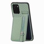 For Redmi Note 10 4G Carbon Fiber Vertical Flip Zipper Phone Case(Green)