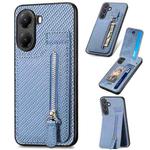 For Xiaomi Poco X7 Pro Carbon Fiber Vertical Flip Zipper Phone Case(Blue)