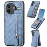 For Redmi K80 / Poco F7 Pro Carbon Fiber Vertical Flip Zipper Phone Case(Blue)