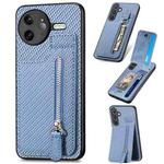 For Redmi K80 Pro / Poco F7 Ultra Carbon Fiber Vertical Flip Zipper Phone Case(Blue)