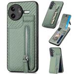 For Redmi K80 Pro / Poco F7 Ultra Carbon Fiber Vertical Flip Zipper Phone Case(Green)