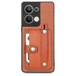 For OPPO Reno9 Pro+ Wristband Kickstand Card Wallet Back Cover Phone Case with Tool Knife(Brown)