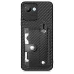 For Realme C30 Wristband Kickstand Card Wallet Back Cover Phone Case with Tool Knife(Black)