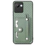 For Realme C30 Wristband Kickstand Card Wallet Back Cover Phone Case with Tool Knife(Green)