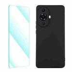 For Huawei Nova 11 ENKAY Liquid Silicone Phone Case with Tempered Glass Film(Black)