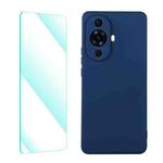 For Huawei Nova 11 ENKAY Liquid Silicone Phone Case with Tempered Glass Film(Dark Blue)