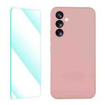 For Samsung Galaxy A54 5G ENKAY Liquid Silicone Phone Case with Tempered Film(Pink)