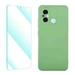 For Xiaomi Poco C55 / Redmi 12C ENKAY Liquid Silicone Phone Case with Tempered Film(Light Green)