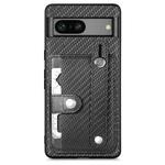 For Google Pixel 7a Wristband Kickstand Card Wallet Back Cover Phone Case with Tool Knife(Black)
