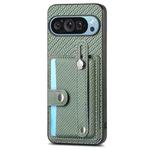 For Google Pixel 9 Wristband Kickstand Card Wallet Back Cover Phone Case with Tool Knife(Green)