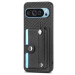 For Google Pixel 9 Pro Wristband Kickstand Card Wallet Back Cover Phone Case with Tool Knife(Black)