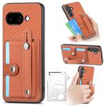 For Google Pixel 9a Wristband Kickstand Card Wallet Back Cover Phone Case with Tool Knife(Brown)