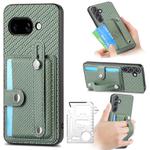 For Google Pixel 9a Wristband Kickstand Card Wallet Back Cover Phone Case with Tool Knife(Green)