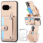 For Google Pixel 9a Wristband Kickstand Card Wallet Back Cover Phone Case with Tool Knife(Khaki)