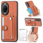 For Huawei nova 14 Pro Wristband Kickstand Card Wallet Back Cover Phone Case with Tool Knife(Brown)