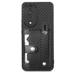 For Honor 80 Wristband Kickstand Card Wallet Back Cover Phone Case with Tool Knife(Black)