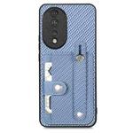 For Honor 80 Wristband Kickstand Card Wallet Back Cover Phone Case with Tool Knife(Blue)