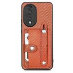 For Honor 80 Wristband Kickstand Card Wallet Back Cover Phone Case with Tool Knife(Brown)