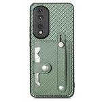 For Honor 80 Pro Wristband Kickstand Card Wallet Back Cover Phone Case with Tool Knife(Green)